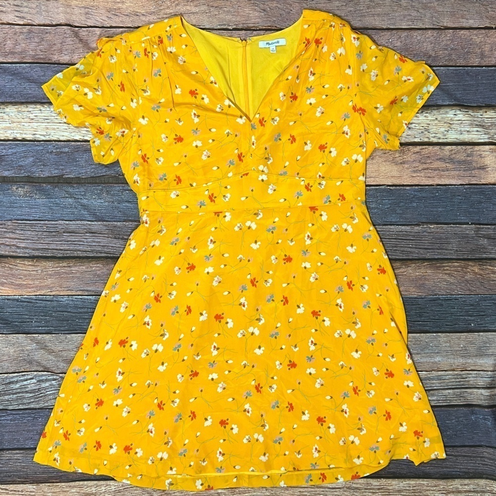 Madwell Yellow Floral Long Casual Summer Fall Dress Womens